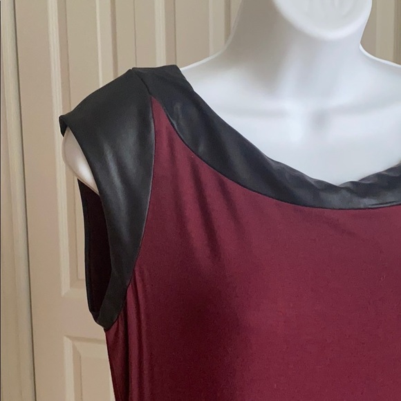 DKR & CO burgundy and faux leather midi dress - Picture 2 of 4